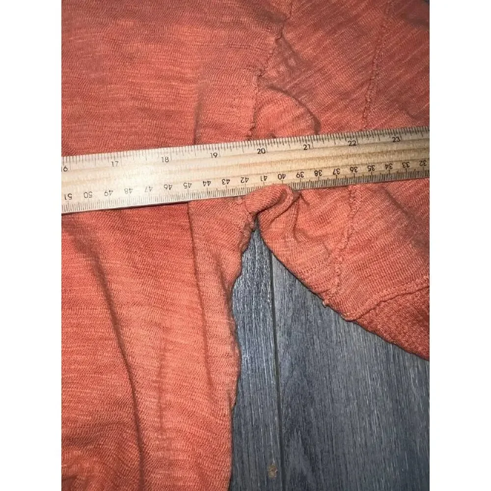 Free People 5 star tee Y2K patches preppy crew sweater brick Orange XS A004908 - Picture 9 of 11